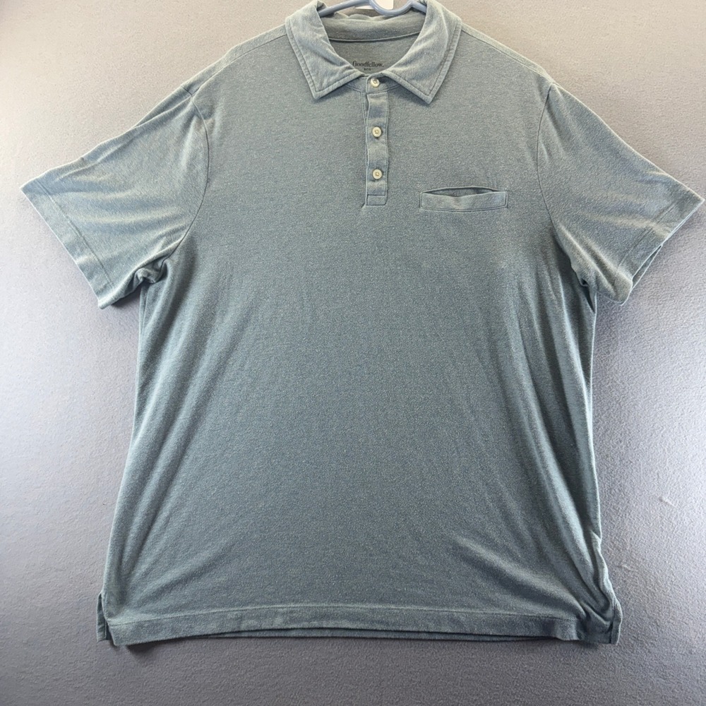 Goodfellow & Co Mens XL Blue Heather Cotton Linen Blend Short Sleeve Polo Shirt - Picture 1 of 8